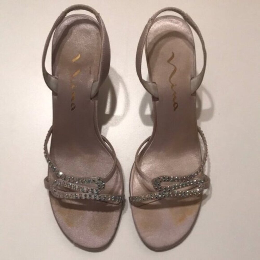 👠✨ Vintage Nina Satin Rhinestone Strap Heels | Size 7M ✨👠